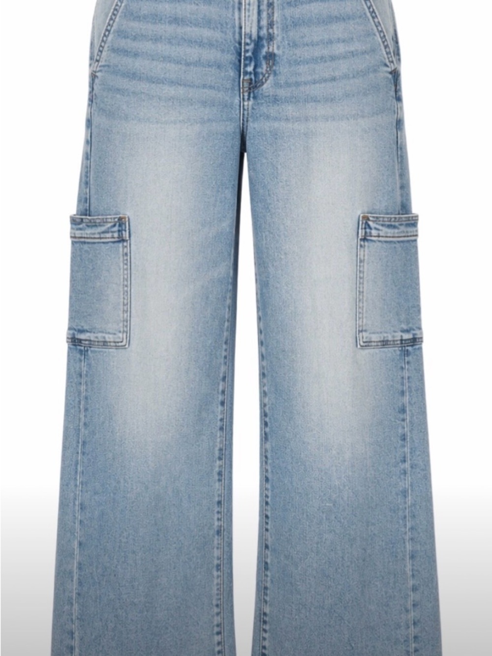 American Eagle High Rise Baggy Wide Leg Cargo Jeans 10 Regular Stretch Y2K Trend